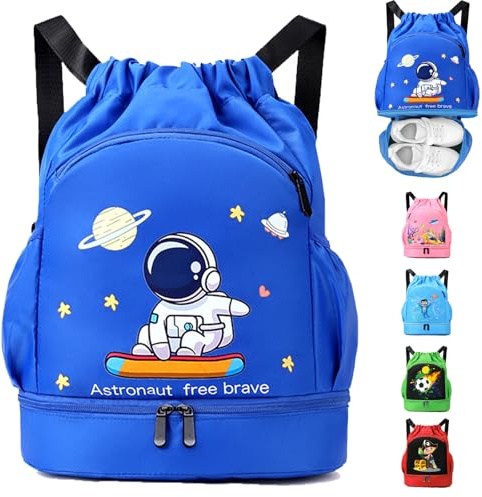 AUNGKWANG Bolso Playa Chico, Mochila Piscina Astronauta, Impermeable Saco de Gimnasia, Adecuado Mochila Deporte Chico, Camping, Playa, Piscina