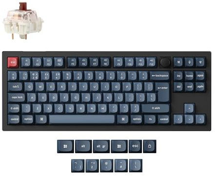 Keychron V3 Max Wireless Custom Knob Mechanical Keyboard, Programmable 80% Layout Bluetooth 5.1/2.4 GHz/Wired with RGB Hot-swappable Gateron Jupiter Brown Switch for Mac Win Linux - UK Layout