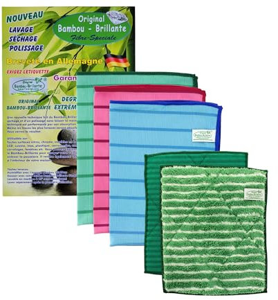 Kit di 5 panni in microfibra di bambù lucido, pulizia senza traccia, ultra assorbenti e durevoli, panni di bambù ipoallergenici – salviettine lavette ecologiche e riutilizzabili