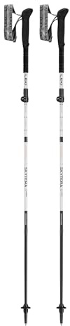 LEKI Skytera FX Carbon SL Collapsible Adjustable Lightweight Walking Poles for Thru-Hiking, Fast-Packing, & Mountaineering - White-Black-Orange - 110-130 cm