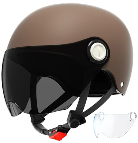 Motorradhelme Halbschalenhelm Roller-Fahrrad-Mopedhelm Erwachsenen-Sturzhelm Mit Sonnenblende Für Männer Und Frauen Leichter Skateboardhelm B,(54-62CM)