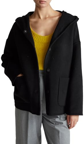 United Colors of Benetton Cappotto 28F7DN08M, Nero, M Donna