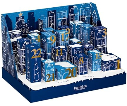 Jean & Len Calendario dell'Avvento 2025, scenario natalizio 3D fai da te, con due Rosemary & Ginger Design Limited Editions e un'esclusiva novità di fragranza, solo dimensioni originali, calendario di