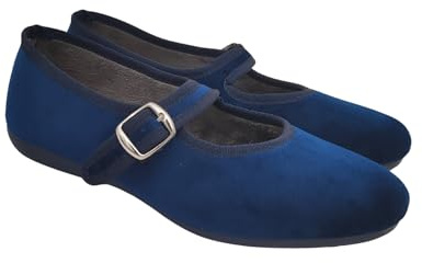 Originali Mary Jane, Ballerine Donna da Casa, Eleganti Friulane con Cinturino, Pantofole Basse in Velluto, Produzione Artigianale (Blu, Sistema Taglie Calzature EU, Adulto, Donna, Numero, Media, 39)