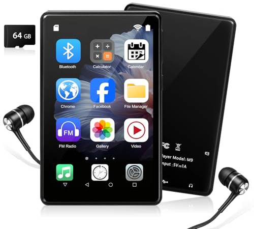 HERBYD 96GB MP3 Player with Bluetooth and Wifi - MP3 Player for Kids, MP4 Player, Touch Screen 4 Inch IPS Display, 32GB ROM 3GB RAM 64GB Memory Card, Octa Core, Support Spotify, 2000mAh Battery