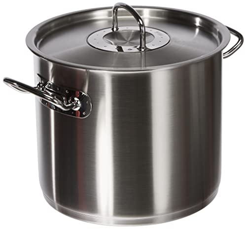 Fissler Original Profi Collection/kastrull i rostfritt stål, stor (9,1 l – 24 cm) hög kruka med metalllock, invändig skala, rostfri, obelagd – induktion