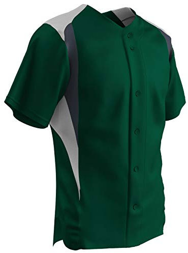 CHAMPRO Pojkar BS33YFGWGPHM Bullpenna full knapp polyester baseballtröja, skogsgrön, vit, grafit, XL