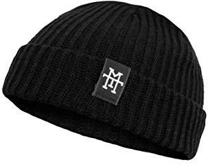 Manufaktur13 Heritage Docker Beanie - Dockermütze, Work Wear Dockercap, Fischermütze, Strickmütze, Vegan (M13) (Black)