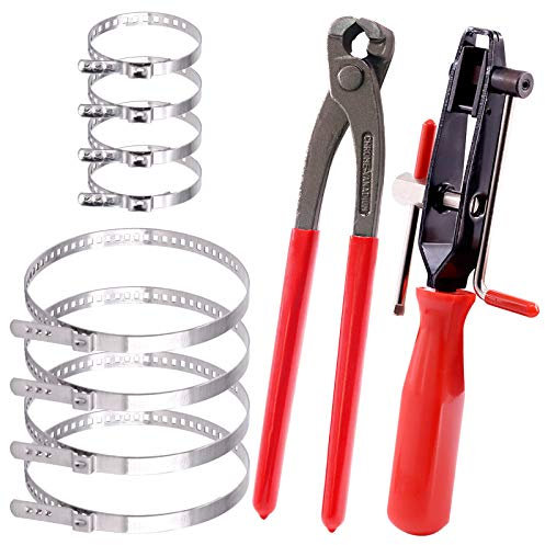 Keadic 10 Pcs Auto CV Joint Boot Clamps Pliers Car Banding Tools Kit with Universal Adjustable Stainless Steel Drive Shaft CV Boot Clamp