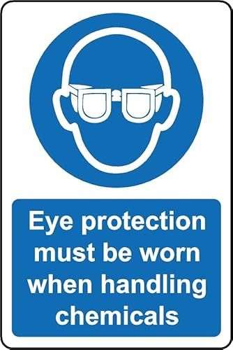 Eye Protection Must be Worn When handling Chemicals Safety Sign - Self Adhesive Sticker (200mm x 150mm)