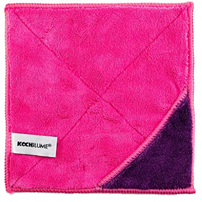 Kochblume | Microfasertuch Putztuch 18 x 18cm | Aufnahmefähigeit bis 180 ml | Extra saugfähige Fasern | Farbe: pink|lila