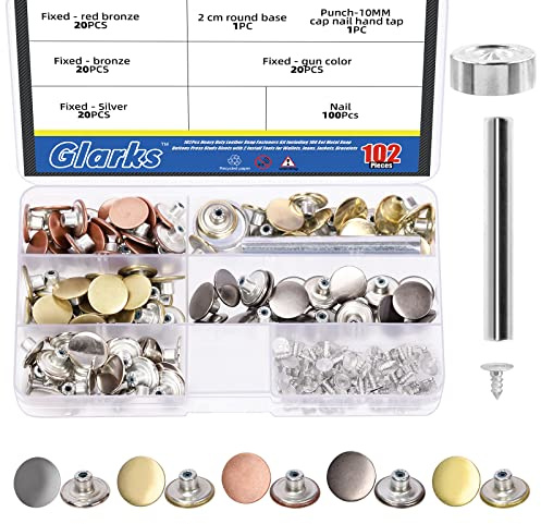 Glarks 102 kits de reemplazo de botones de jeans de 5 colores, 100 juegos de botones metálicos extraíbles sin costura sin clavos, con 2 kits de fijación