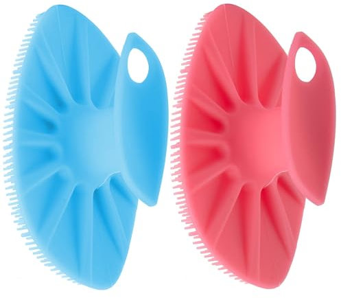 YEADMAL Sanft Gesichtsbürste 2-Teilig Handbuch Silikon Gesichtsreinigungsbürste Silicone Face Scrubber Steril Gesichtspeeling Bürste für Frauen Männer Empfindlich Hauttyp (blau + rosa)