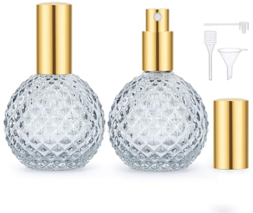 Segbeauty Frasco Perfume Recargable, 2 Piezas 100ml Atomizador de Perfume Vidrio, Cristal, Bote Colonia Recargable, para Viaje (Gris)