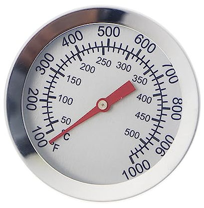 Termometro professionale per barbecue in acciaio inox per esterni con scala chiara e termostato