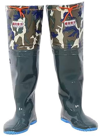 JCWGLY Wathose Leichte Watstiefel Aus PVC Für Herren, Bequem Wasserdicht 60 cm Kniehohe Watstiefel, rutschfeste Regenstiefel(43 EU)