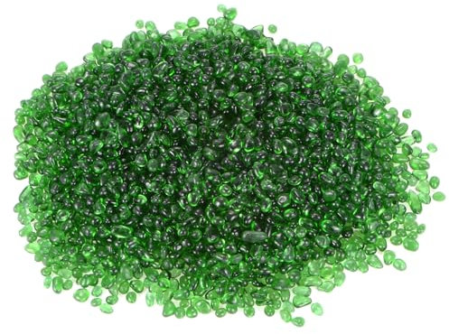 M METERXITY High Luster Round Fire Glass Beads, Glass Gems, Glass Pebbles, Glass Marbles for Vases/Fire Pit/Crafts/Aquarium/Garden Decorations 3-6mm, 350g/0.77-Pound [Green]