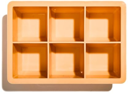 Muitomas, Stampi per Ghiaccio XL in Silicone, per 6 Cubetti da Cocktail, Sottile e Facile da Pulire con Coperchio Removibile e Resistente, Colore Peach Fuzz
