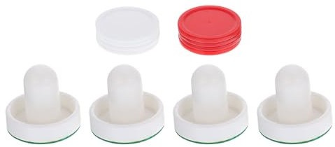 YARNOW Jeu de 2 Poussoirs Blancs 60mm et 8 Palets Ronds en Plastique pour Hockey sur Air, Accessoires de Remplacement pour Table de Hockey Familial et Loisirs