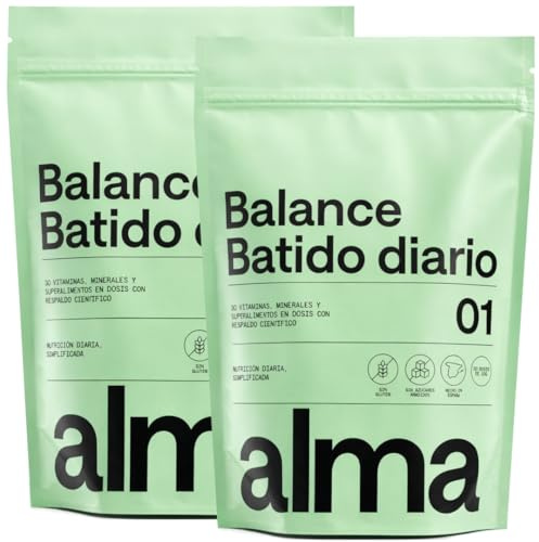 ALMA® Batido Diario Espirulina Premium 600g Super Greens | Complemento Alimenticio con Ashwagandha, Adaptógenos, Prebióticos y Vitaminas | Energía y Digestión Superalimento en Polvo | Hecho en España