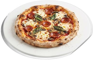 Amig - Kit para Pizza en Parrilla - Piedra de Cordierita y Placa de Aluminio - Diámetro Piedra 33 cm - Diámtero Tabla 31,5 cm - Apto para Horno y Barbacoa - Mod. AM27