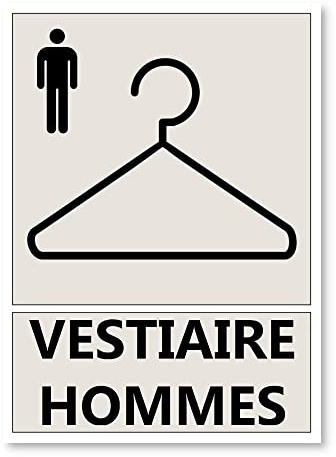 Signalétique Vestiaire Hommes - Plastique rigide PVC - Kit de fixation inclus - Protection Anti-UV - Fabriqué en France