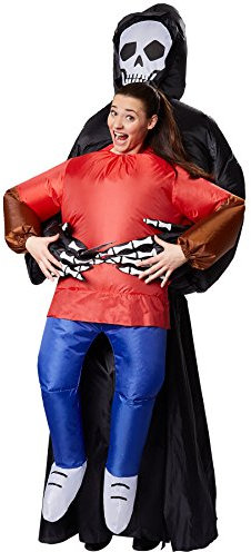 dressforfun Selbstaufblasbares Unisex Aufsitzkostüm Sensenmann | Batteriebetrieben | Uneingeschränkte Bewegungsfreiheit