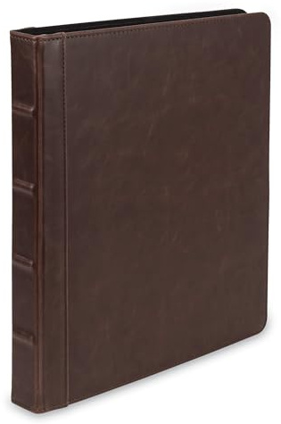 Samsill Vintage Leather Binder, 0.5 Inch Round Ring (Holds 100 Sheets), Letter Size 8.5x11 Documents, Professional Organizer Portfolio, No Zipper, Brown
