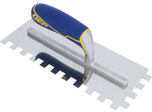 QEP Comfort Grip Stainless Steel Trowel Square-Notch 1/2 x 1/2 x 1/2