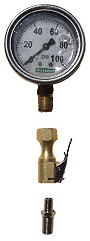 Water Quick-Connect Pressure Gauge Kit | 0-100 PSi • Liquid-Filled Gauge w/Quick-Connects | Compatible w/Schrader Valves