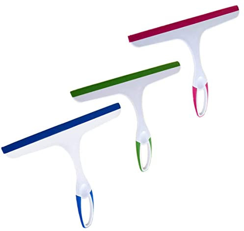 Fensterabzieher,3 PCS Fensterwischer mit Weichgummigriff Fensterputzer Duschwischer Gummiwischer Fenster Abzieher Wischer Werkzeug für Spiegel Badezimmer Fenster Bodenglas