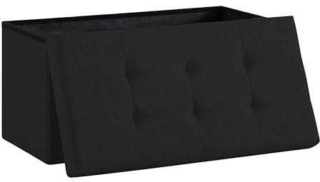 Zedelmaier Sitzbank mit Stauraum Sitzhocker faltbar belastbar bis 300 kg 76 x 38 x 38 cm (Dunkles Schwarz)