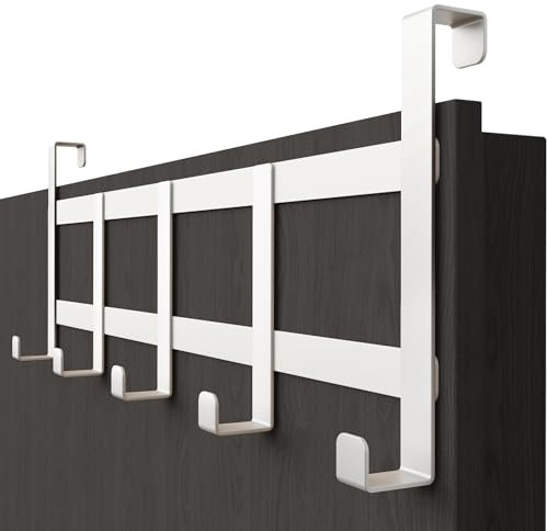 Menz Türgarderobe zum Einhängen - Weiße Türhaken für ganze Wohnung, universell verwendbare Kleiderhaken Tür, formstabile Türhakenleiste, platzsparende Haken zum Einhängen