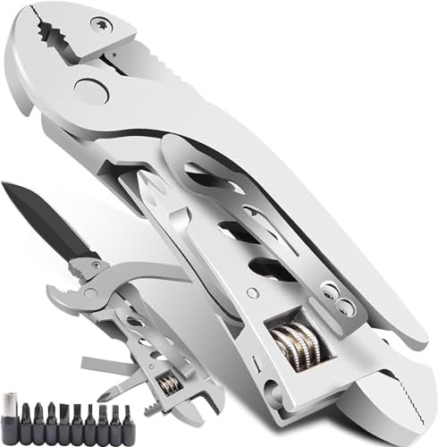 Multitool Zange, 28-in-1 Multifunktionale Zange für Männer. Faltbares Multifunktionswerkzeug mit 11 Bits und Gürtelclip-Tasche. Ideal für Outdoor und Camping