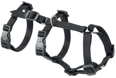 Ferplast Hundegeschirr Kleine Hunde Brave SMALL, Ausbruchsicheres Hundegeschirr, Greyhound, Verstellbares Geschirr für Hunde, 6 Verschlüsse, Schwarz
