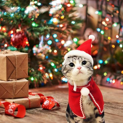 Cane Natale Rosso Mantello, Costume Natalizio per Animali Domestici, Gatto Mantello Natalizio, Gatti Cani Mantello Natale, Mantelle in Costume per Cucciolo, Costume Natale per Cucciolo Gattino