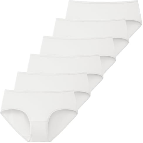INNERSY Mutande da donna in cotone traspirante hipster biancheria intima basic, comode, confezione da 6, S