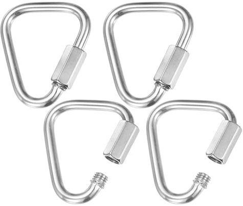 M METERXITY 4-Pack Quick Chain Link Connector, M5 3/16 316 Stainless Steel Triangle Locking Repair Chain Links for Swing/Camping/Hiking/Backpack, Twist Key Ring Screw Chain Link [Silver]