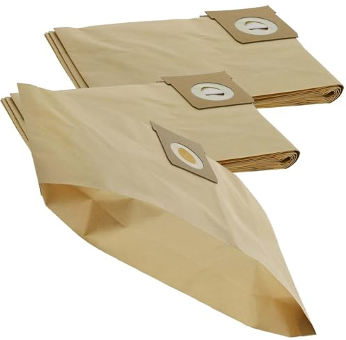 Masterpart Bolsas de filtro de polvo de papel al vacío, 20 litros, paquete de 10, compatibles con aspiradoras Karcher WD3 en seco y húmedo