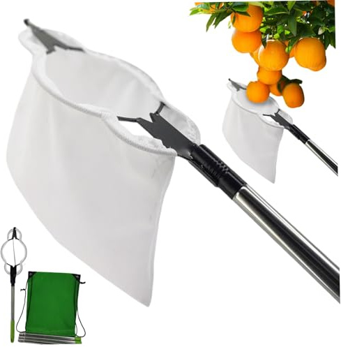 Poste recolector de frutas, recolector de frutas con bolsa de cosecha 94, 5 Herramienta desmontable de 6 secciones con bolsa de almacenamiento Poste de aleación de aluminio para pera melocotón limón n