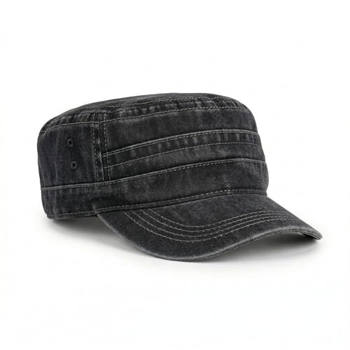 Casquette de baseball unisexe, style militaire, vintage, réglable, tendance, couleur unie, pour homme et femme, Noir , 55-59
