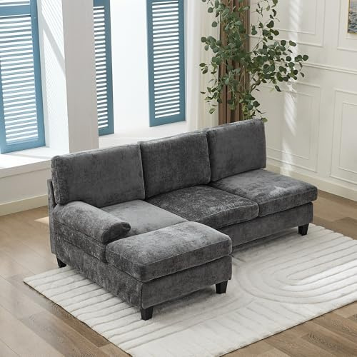 Fppuueg Sofá Esquinero Modular Sofa Cama 3 Plazas, Juego Sofá Esquinero para Salón con Cojines, Sofá de Salón, Forma de L, Sofá Multifunción para Salón Dormitorio, 194x118x81 cm, Gris