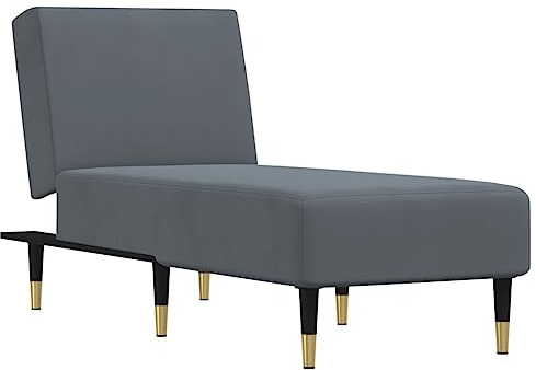 Mhdvray Chaise longue grigio scuro, in velluto, 55 x 140 x 70 cm, pieghevole, 3 posizioni, gambe in metallo, design moderno, per soggiorno, balcone, camera da letto, come lettino o letto per gli