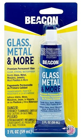 Beacon Glass, Metal & More 59ml Medium Dries Bottle, Clear - Strong Glue for Plastic, Leather, Rubber & jewellery - Perfect Ceramic, Glass & Metal Glue for Repairs, Crafts, and Durable Bonding
