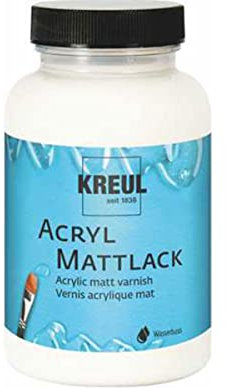 KREUL 79415 - Barniz acrílico mate tarro de cristal de 275 ml Barniz transparente al agua de acabado y protección para objetos pintados