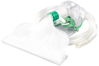 Maschera di ossigeno per adulti con serbatoio con tubo di prolunga
