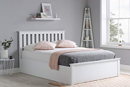 Birlea Phoenix 4ft6 Double Ottoman Bed, White, pine