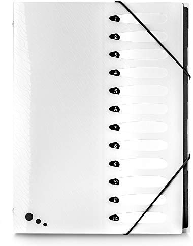 ELBA 400068818 Ordnungsmappe Art für DIN A4 Dokumente, mit 12 Fächern und Gummizug, in der Farbe weiß