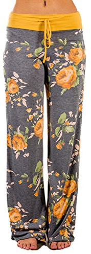 Famulily Women's Casual Floral Wide Leg Pajama Lounge Pants