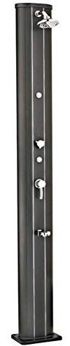 O'CLAIR Douche Solaire Droite alu Noir 40 l avec rince-Pieds et brumisateur